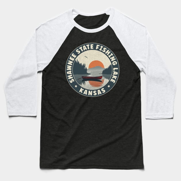 Shawnee State Fishing Lake Kansas Sunset Baseball T-Shirt by turtlestart